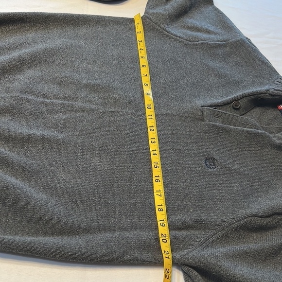 Chaps Mens Medium Grey 1/4 Zip Pullover Knit Sweater - Picture 8 of 9